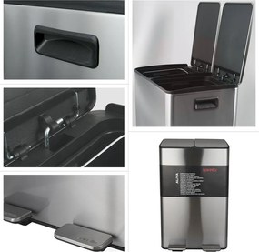 Стоманено кошче за боклук 2x30 l за рециклиране с педал в матово сребрист цвят Aliya – Spirella