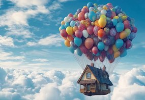 15695 - Детски тапет летяща къща
