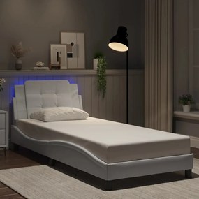 3214069 vidaXL Рамка за легло с LED без матрак Zadar бяла 80x200 см