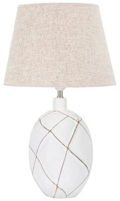 Настолна лампа с текстилен абажур в бяло и кремаво (височина 60 cm) Lines - Mauro Ferretti