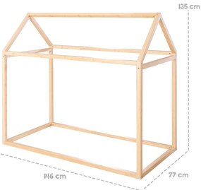 Бамбуково къща детско легло 70x140 cm с включен матрак/без ламелно дъно в естествен цвят House Bed – Roba