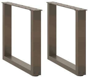 4013159 vidaXL Крака за масичка за кафе, U-образни, 2 бр., естествена стомана, 50 x (42-43) см, стомана