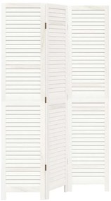 358830 vidaXL Разделител за стая, 3 панела, бял, дърво пауловния масив