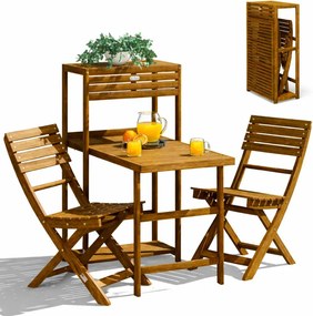 Градински комплект от 3 части CASARIA® от акациево дърво - сгъваема маса + 2 стола