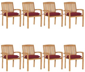 3073288 vidaXL Стифиращи градински столове с възглавници 8 бр тик масив