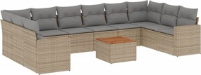 3256626 vidaXL Градински диван с възглавници, 11 части, бежов микс полиратан