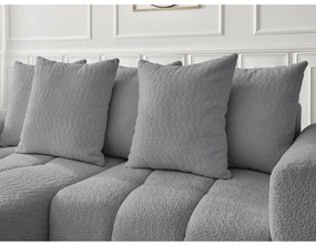 Сив сгъваем/с място за съхранение ъглов диван от прежда с примки от букле (ляв ъгъл) Roxelane – Bobochic Paris