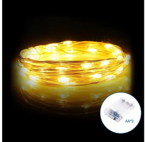 Aigostar LED коледен гирлянд 100 LED, 10,3 м, топла бяла светлина, 3xAA