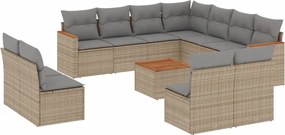 3258496 vidaXL Градински диван с възглавници, 12 части, бежов полиратан