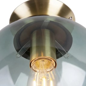 Таванна лампа в стил Арт Деко месинг със зелено стъкло - Pallon