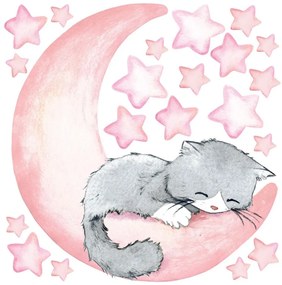 Розови детски стикери за стена Magic Cat - Ambiance
