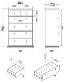 Бял висок скрин 96x140 cm Paris – Tvilum