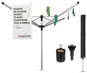 Външен простор Brabantia Lift-O-Matic Advance 90300253, 50 м, Регулируема височина, Котва за бетониране, Калъф, Торба с щипки, Резистентен на корозия, Инокс