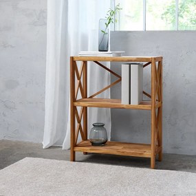 Стелаж от масивен дъб в естествен цвят 70x87 cm X-Shelf – Unique Furniture