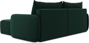 Тъмнозелен кадифен сгъваем/с място за съхранение ъглов диван (десен ъгъл) Kalena – Makamii