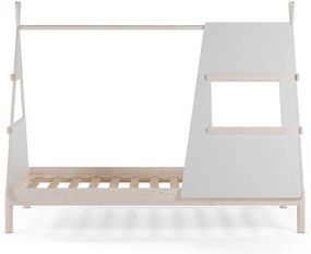 Кремаво къща детско легло 90x200 cm от масивен бор с включена подматрачна рамка Enola – Marckeric