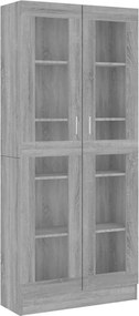 815622 vidaXL Шкаф витрина, сив сонома, 82,5x30,5x185 см, инженерно дърво