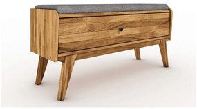 Пейка с място за съхранение от дъбова дървесина със светлосива седалка Retro - The Beds