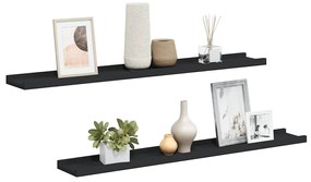 323933 vidaXL Рафтове за фоторамки, 2 бр, черни, 80x9x3 см, МДФ