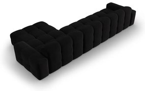 Ъглов диван от черно кадифе (десен ъгъл) Kendal - Micadoni Home