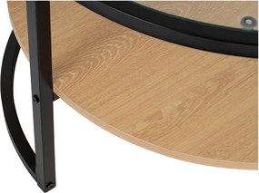 Черна/в естествен цвят кръгла масичка за кафе от декор от дъб ø 68 cm Zanu – Bonami Essentials