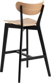 РОКСИ Естествен дъб/черна рамка - ДЪРВЕН ХОКЕР БАР СТОЛ ЗА КУХНЯ ХОЛ РЕСТОРАНТ РЕТРО