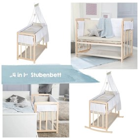 Люлка в естествен цвят с място за съхранение и сенник 90x45 cm Liebhabär - Roba