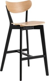 РОКСИ Естествен дъб/черна рамка - ДЪРВЕН ХОКЕР БАР СТОЛ ЗА КУХНЯ ХОЛ РЕСТОРАНТ РЕТРО