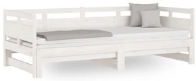 820323 vidaXL Разтегателна кушетка, бяла, борово дърво масив, 2x(90x190) см