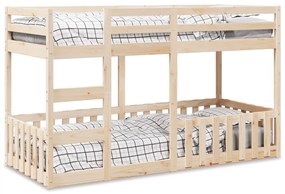 3308589 vidaXL Двуетажно легло, 90x200 см, борово дърво масив
