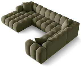 Зелен шенилов ъглов диван (десен ъгъл/U форма) Treno – Cosmopolitan Design