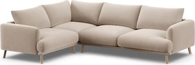Бежов кадифен ъглов диван (ляв ъгъл/L форма) Naomi – Micadoni