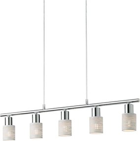 Redo 04-509 - Висящ полилей на кабел VERTIGO 5xE14/28W/230V лъскав хром/бял