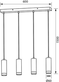 Пендел BENITO, черен, 4хGU10