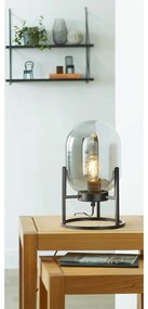 Черна настолна лампа със стъклен абажур (височина 34 cm) Regi – Fischer &amp; Honsel