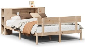 3321774 vidaXL Легло с етажерка за книги, без матрак, 140x200 см, бор масив