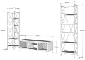 Антрацитен/натурален шкаф за телевизор 150x47 cm Maxim - Kalune Design