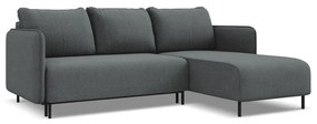 Тъмносив разтегателен ъглов диван с място за съхранение (десен ъгъл) Luana – Makamii