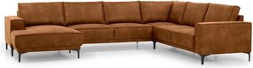 Кафяв ъглов диван от изкуствена кожа (ляв ъгъл/"U") Copenhagen - Scandic