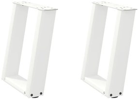 4012757 vidaXL Крака за масичка за кафе, U-образни, 2 бр., бели, 28 x (42-43) см, стомана