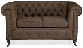 Диван Chesterfield в кафяво кадифе, двуместен 150х86х80 см