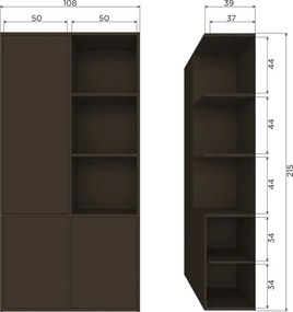 Тъмнокафяв модулен шкаф от масивен бор 108x215 cm Meggy – WOOOD