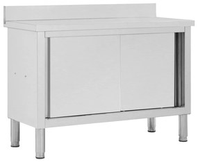 51051 vidaXL Работна маса с плъзгащи врати, 120x50x(95-97) см, инокс