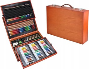 Професионален куфар за рисуване и живопис от дърво, 177 части за творчество Maaleo