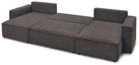 Кафяво-сив сгъваем ъглов диван от рипсено кадифе (U форма) Nihad – Bobochic Paris