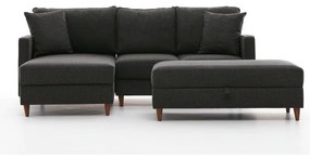 Антрацитен ъглов диван (ляв ъгъл) Eva – Balcab Home