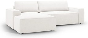 Бял разтегателен ъглов диван от букле (ляв ъгъл) Jodie – Micadoni Home