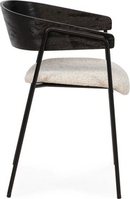 Черни/бежови тапицирани трапезни столове в комплект с подлакътници 2 бр. Cora – MOME