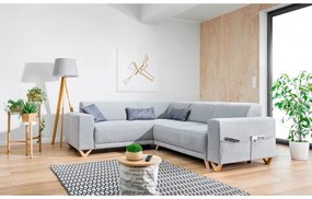 Светлосив разтегателен/с място за съхранение ъглов диван (ляв ъгъл/L форма) Classy Sophie – Miuform