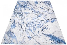 Обикновен бял и син килим с абстрактен модел Ширина: 140 см | Дължина: 200 см